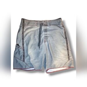 EUC Urban Pipeline Men's Size 36 Cargo Swim Trunks/Board Shorts Gray Drawstring